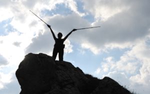 climber top of mountain silhouette